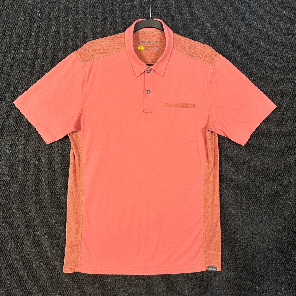 Eddie Bauer Travex Polo Shirt Mens M Tall Pink Short Sleeve Mesh Back Outdoor